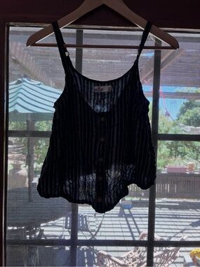 Hollister Navy + White Striped Button Cami